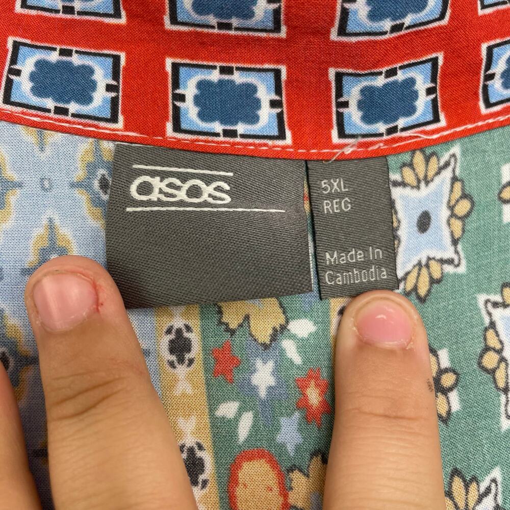 Asos Stripped Color Block Print Flowy Button Down… - image 7